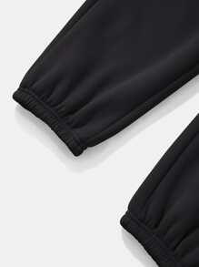 INAWLY Solva Solid Elastic Waist Joggers - Black - View 4