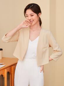 Firerie Solid Open Front Blazer In Fall/Winter - Apricot - View 2