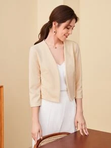 Firerie Solid Open Front Blazer In Fall/Winter - Apricot - View 5