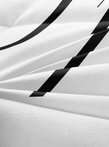 Letter Graphic Duvet Cover Set Without Filler - Black and White - View 4