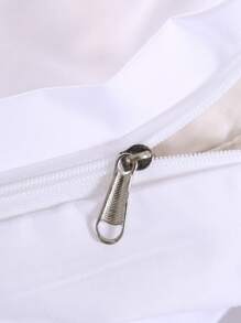 Letter Graphic Duvet Cover Set Without Filler - Black and White - View 7