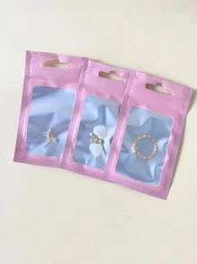 40 piezas Bolsa de almacenamiento de joya transparente panel - Rosa Pálido - Ver 1