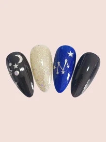 1 hoja Pegatina de arte de uña con patrón de estrella y luna