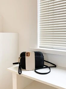 輕便商務休閒迷你三拉鍊斜背包適合青少年女孩女大學生、菜鳥和白領非常適合辦公室、大學、工作、商務、通勤、戶外、旅行、郊遊 - 黑色 - 查看 5