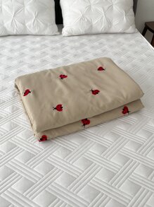 Khăn trải giường thêu bọ rùa - Màu Khaki - Xem 2