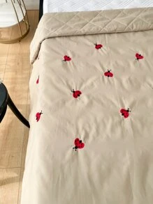 Khăn trải giường thêu bọ rùa - Màu Khaki - Xem 6