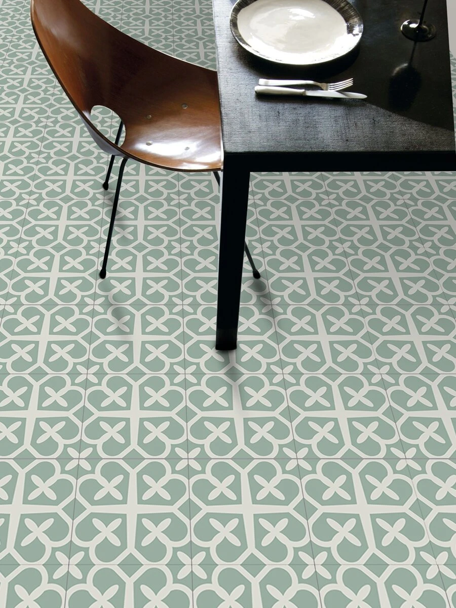 9PCS Waterproof Anti-Slip Flower Tile Stickers Self Adhesive Simple Printed Floor Stickers Kitchen And Bathroom Decoration Moisture Resistant Wall Stickers, 7.87x7.87/11.81X11.81/15.75X15.75inch Three Sizes To Choose From,Stickers,Wall Decal, Vinyl Decal For Home Decorations,Spring Decoration Items Refresh Your Home,Rama Decoration Stickers - Multicolor - View 1