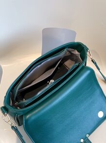 Lightweight,Business Casual Metal Detail Flap Square Bag For Teen Girls Women College Students,Rookies & White-Collar Workers Perfect For Office,College,Work ,Business,Commute,Outdoors, Travel, Outings