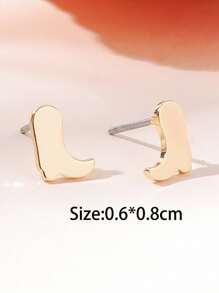 靴子設計耳釘 - 金黃色 - 查看 3