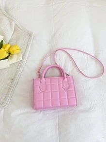 Waterproof,Lightweight,Business Casual Plaid Embossed Double Handle Square Bag For Teen Girls Women College Students,Rookies & White-collar Workers Perfect for Office,College,Work ,Business,Commute - Pink - View 5