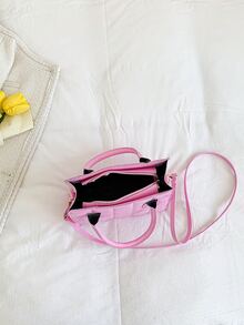 Waterproof,Lightweight,Business Casual Plaid Embossed Double Handle Square Bag For Teen Girls Women College Students,Rookies & White-collar Workers Perfect for Office,College,Work ,Business,Commute - Pink - View 6