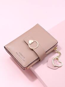FONMOR Heart Decor Small Wallet - Brown - View 5