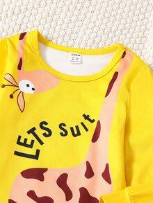 Boys Slogan & Giraffe Print PJ Set - Multicolor - View 4