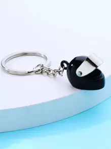 1 pieza Llavero con forma de casco de motocicleta creativo, diseño realista y genial, para club de motociclistas, coche, teléfono, llavero, regalo para amigo o novio, accesorio de coche, encanto de bolso, escuela, gótico lindo Y2k - Negro - Ver 2