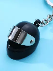 1 pieza Llavero con forma de casco de motocicleta creativo, diseño realista y genial, para club de motociclistas, coche, teléfono, llavero, regalo para amigo o novio, accesorio de coche, encanto de bolso, escuela, gótico lindo Y2k - Negro - Ver 3