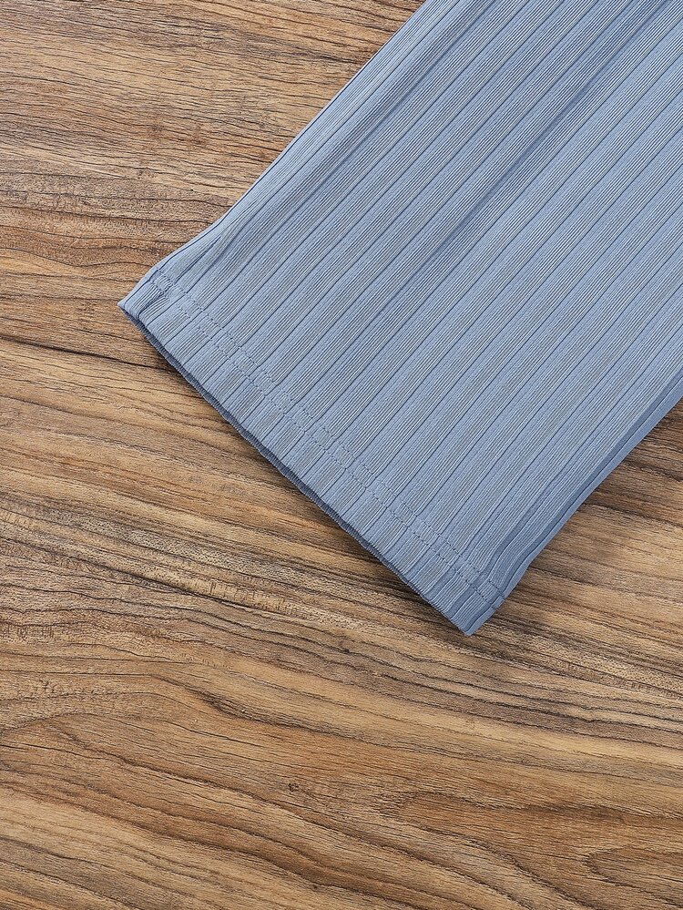 SHEIN Tween Girl Two Tone Ruffle Hem Blouse & Pants - Blue and White - View 7