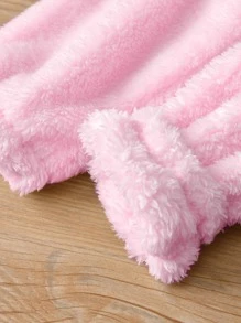 嬰兒素色拉鍊法蘭絨連身褲 - 粉色 - 查看 5