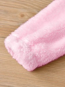 嬰兒素色拉鍊法蘭絨連身褲 - 粉色 - 查看 6