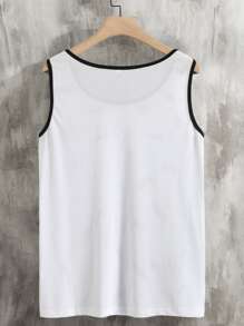 Aesthetic Post Hombres Top tank con estampado de letra unido en contraste - Blanco - Ver 2