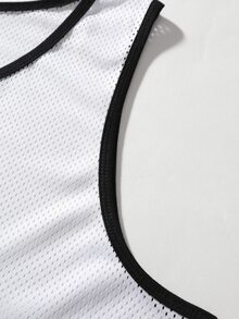 Manfinity Campus Court Aesthetic Post--Men Letter Graphic Contrast Binding Basketball Jersey - White - View 4
