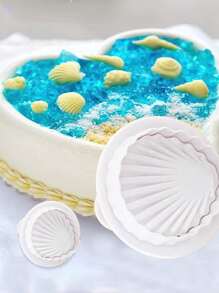 3 peças molde de mola de concha decoração de bolo simulação molde de cozimento molde de fondant fácil de limpar e desmoldar - Branco - Ver 2