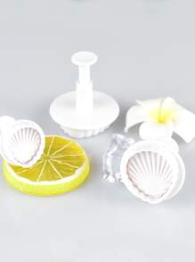 3 peças molde de mola de concha decoração de bolo simulação molde de cozimento molde de fondant fácil de limpar e desmoldar - Branco - Ver 4