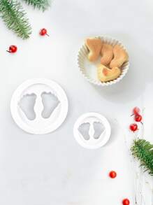 2 pièces Moule en forme de pieds de bébé 3D Moule à biscuits en pâte à sucre au chocolat DIY Ustensile de cuisson Outils de décoration de gâteau artisanal