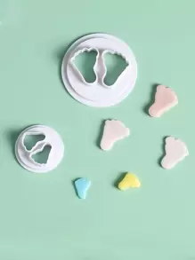 2 pièces Moule en forme de pieds de bébé 3D Moule à biscuits en pâte à sucre au chocolat DIY Ustensile de cuisson Outils de décoration de gâteau artisanal
