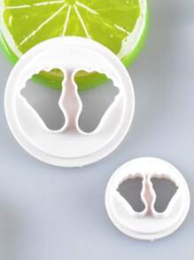 2 pièces Moule en forme de pieds de bébé 3D Moule à biscuits en pâte à sucre au chocolat DIY Ustensile de cuisson Outils de décoration de gâteau artisanal