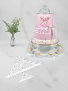 2pcs Crown-Shaped Plastic Candy Cutters For Cake Decorating Fondant/Cake Decoration Tool Chocolate/Gum Paste Mold - White - View 2