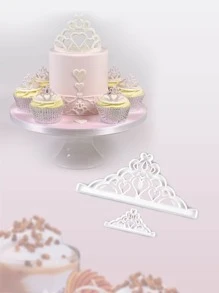 2pcs Crown-Shaped Plastic Candy Cutters For Cake Decorating Fondant/Cake Decoration Tool Chocolate/Gum Paste Mold - White - View 5