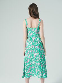 EURMUSE Allover Floral Print Split Thigh Cami Dress - Mint Green - View 4