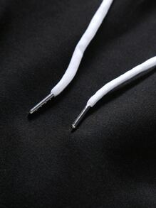 Manfinity Homme Men Letter Graphic Contrast Trim Drawstring Waist Shorts Letter Sweat Shorts, For Husband, Boyfriend Gifts - Black - View 7