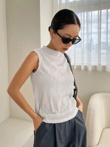 DAZY Áo hai dây Xù nhỏ màu trơn Giải trí - Màu Xám nhạt - Xem 3