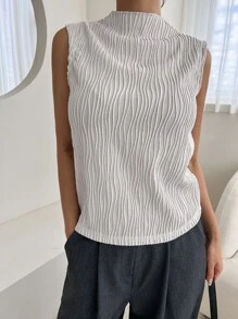 DAZY Áo hai dây Xù nhỏ màu trơn Giải trí - Màu Xám nhạt - Xem 5