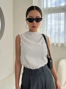 DAZY Áo hai dây Xù nhỏ màu trơn Giải trí - Màu Xám nhạt - Xem 6