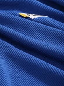 DAZY Slogan Patched Drop Shoulder Tee KEEP CALM Oversized T-Shirt - Royal Blue - View 3