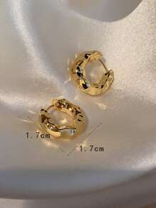 幾何設計圓耳環 - 金黃色 - 查看 4