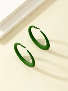 1 对女士畅销镂空魅力大号印花珐琅耳环，适合日常佩戴 - 綠色 - 查看 2