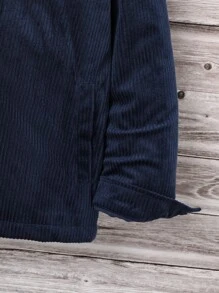 Tween Boy Button Front Corduroy Padded Coat Without Tee - Navy Blue - View 3