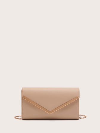 Luxury Dinner Bag, Evening Bag Glamorous, Elegant, Exquisite, Quiet Luxury Metal Decor Chain Flap Square Bag Square Bag For Lady, Woman, For Party Girl Perfect For Party, Wedding, Prom, Dinner/Banquet, Dinner/Banquet, Best Gift For Women Mom Teacher Friend Bridesmaid Nude Brianna Eve Clutch Bag, Best Choice Elegant Bag For Bridal Shower