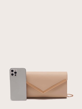 Luxury Dinner Bag, Evening Bag Glamorous, Elegant, Exquisite, Quiet Luxury Metal Decor Chain Flap Square Bag Square Bag For Lady, Woman, For Party Girl Perfect For Party, Wedding, Prom, Dinner/Banquet, Dinner/Banquet, Best Gift For Women Mom Teacher Friend Bridesmaid Nude Brianna Eve Clutch Bag, Best Choice Elegant Bag For Bridal Shower