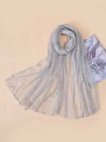 幾何樣式圍巾 - 淺灰色 - 查看 4