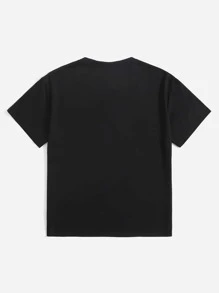 ROMWE Street Life Camiseta con estampado de slogan - Negro - Ver 2