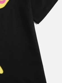 ROMWE Street Life Camiseta con estampado de slogan - Negro - Ver 3