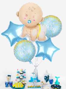 5pcs/Set Baby Gender Reveal Party Balloons Decoration - Multicolor - View 1