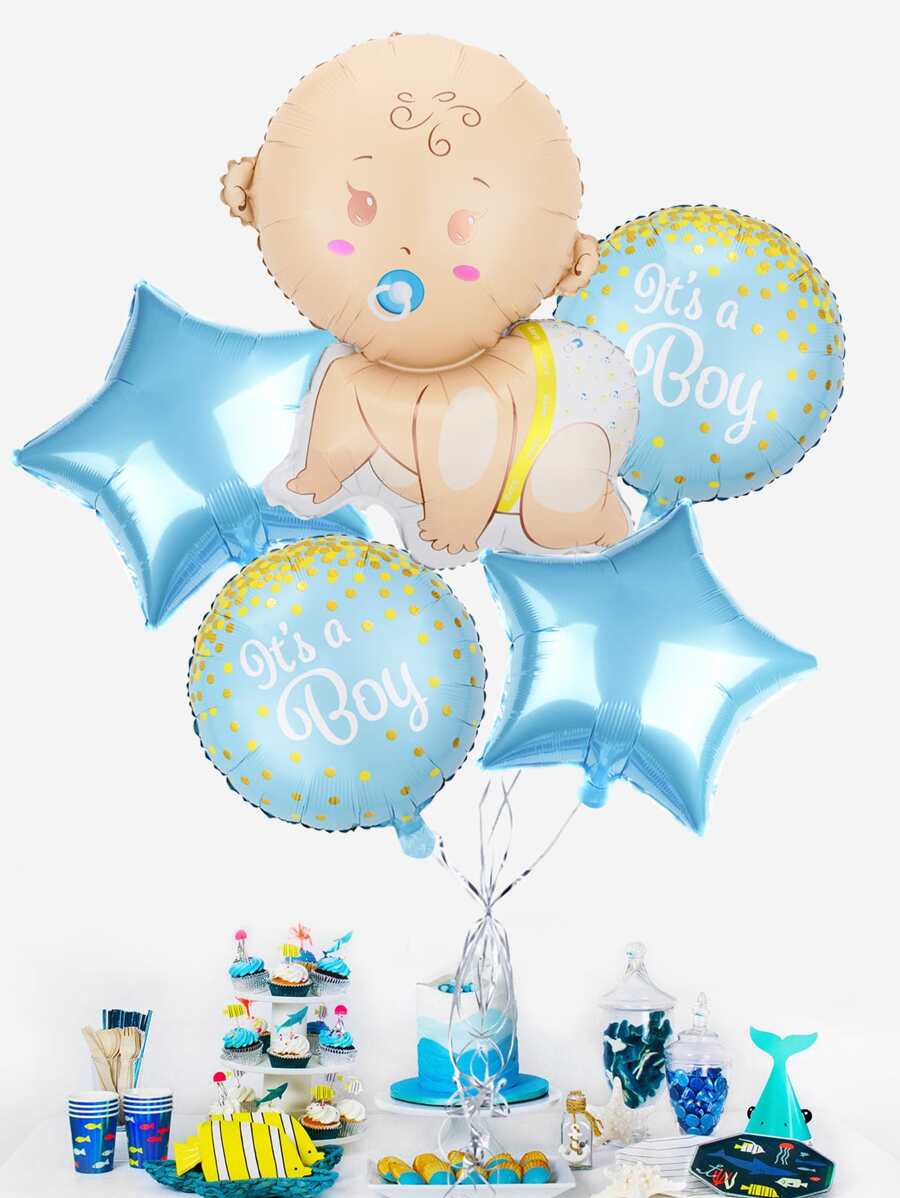 5pcs/Set Baby Gender Reveal Party Balloons Decoration - Multicolor - View 1