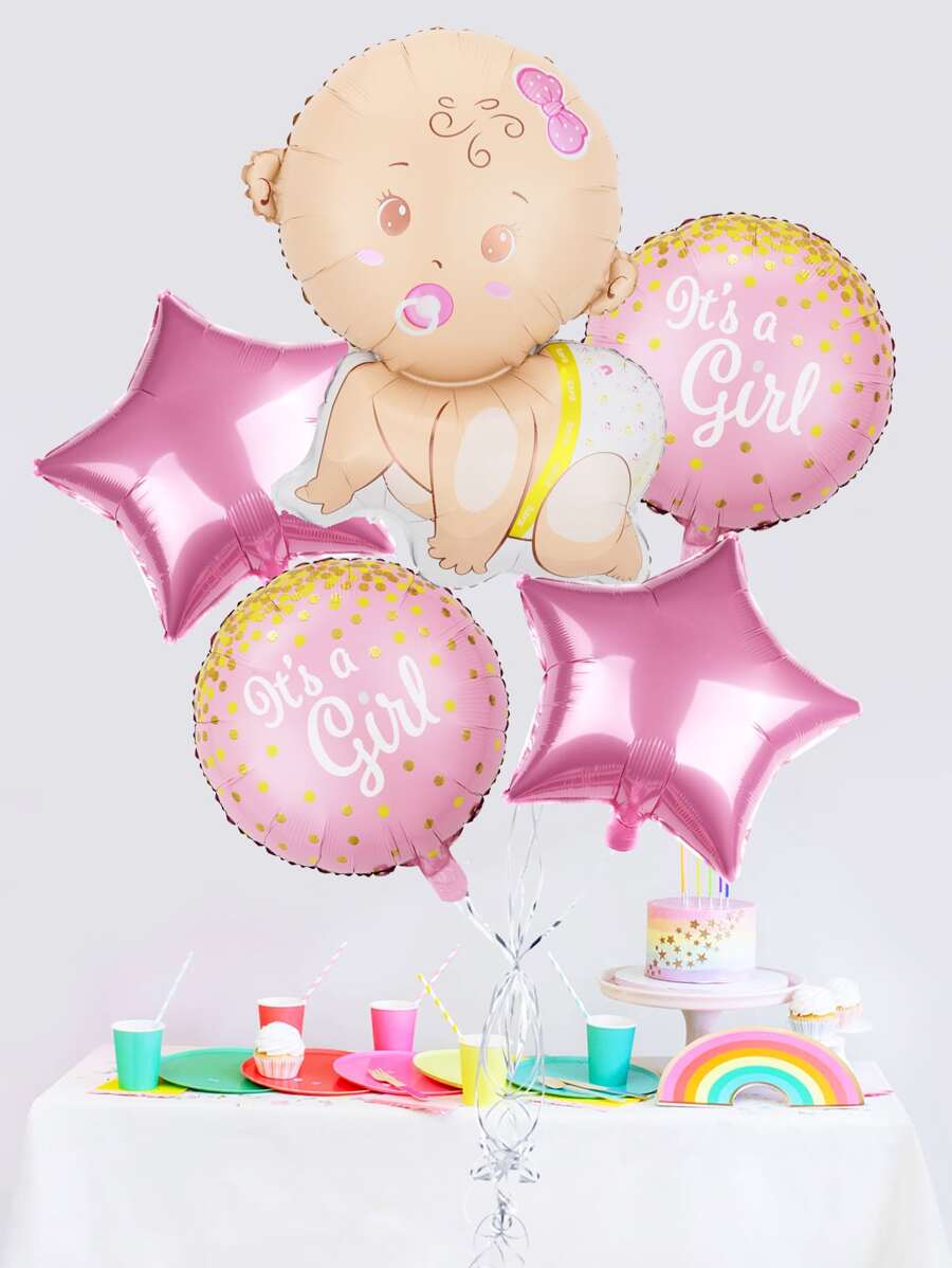 5pcs Gender Reveal Party Balloon Set, Cartoon PE Decorative Balloon For Party,Christmas - Multicolor - View 1