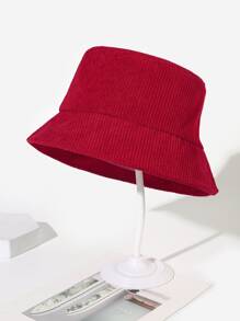 Ladies' Corduroy Solid Color Casual Bucket Hat Suitable For Daily Life - Red - View 2