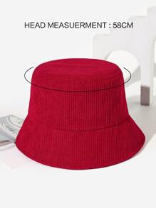 Ladies' Corduroy Solid Color Casual Bucket Hat Suitable For Daily Life - Red - View 3